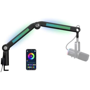 Imagem de SUNMON Braço De Microfone Rgb – Ajustável Com Iluminação Rhythm Para Blue Yeti, Hyperx Quadcast, Rode, Fifine Am8 E Muito Mais Perfeito Podcasting, Streaming Jogos