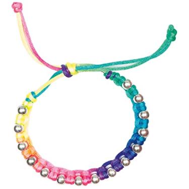 Imagem de Baker Ross Pulseira de contas arco-íris neon (pacote com 4) Ótimas lembrancinhas de festa, saco de pelúcia, diversão ou presente!