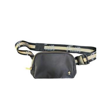 Imagem de Bolsa tiracolo Everywhere Bolsa de cinto Faith Black Gold Bag Crossbody Christian Bible Gifts Religiosa Inspiração Pensamentos Leve Feminina Masculina Unissex Bolsa de Ombro, Ouro, Medium, Bolsa de