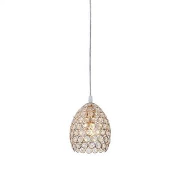 Imagem de Lustre Pendente Cristal Moderno 15x13cm Pequeno Metal Dourado - Sindor