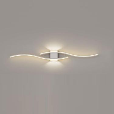 Imagem de Luz de parede LED 24W, arandela de parede moderna, 3000/4000/6000K Dimmable, luminárias de vaidade do banheiro, 23,6in, luz de imagem para quarto corredor da sala de estar sobre espelho, bra