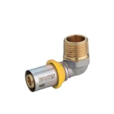 Imagem de Conector Cotovelo para Tubulação Pex, 1/2M x 16mm, Conexão Prensar