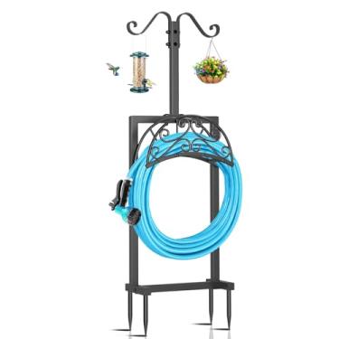 Imagem de Ouinis Suporte Para Mangueira De Jardim, Independente, Atualizado, 4 Pontas, Carretel Armazenamento Resistente Com Ganchos Pastor, Suporta 150 Pés Jardim Externo, Quintal, Gramado, Horta