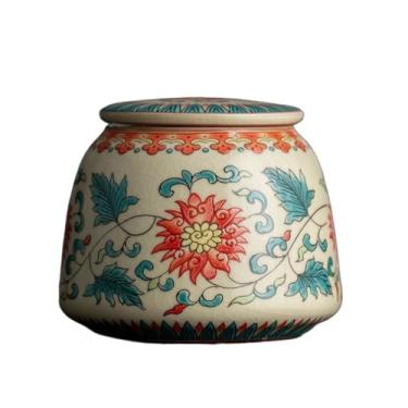 Imagem de Lata de chá Caixa de chá de cerâmica, recipiente para armazenamento de chá doméstico, latas, jarras com tampa hermética para café, nozes, ervas, especiarias e açúcar Caixa de chá(Red)