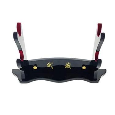 Imagem de Musashi Suporte Para Espada De Samurai, Madeira Laqueada Preta, Com Parede E Mesa, 3 Níveis, Suportes Veludo, Montagem Necessária
