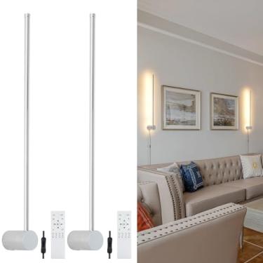 Imagem de KELUOLY Conjunto De Dois Arandelas Parede Led Modernas, Cromadas, Reguláveis, 23,6", Para Banheiro, Luminárias Metal Com Função Memória Banheiros, Quartos, Salas Estar E Corredores