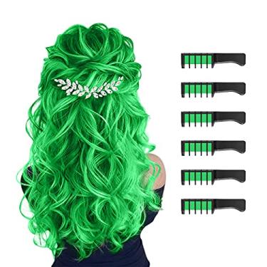 Imagem de MSDADA Giz De Cabelo Verde Para Meninas - Novo Pente Temporário Lavável, Tintura Colorida Crianças, Maquiagem Faça Você Mesmo, Festa Aniversário, Presentes Natal, Brinquedos Crianças 6 A 8 10 12 Ano