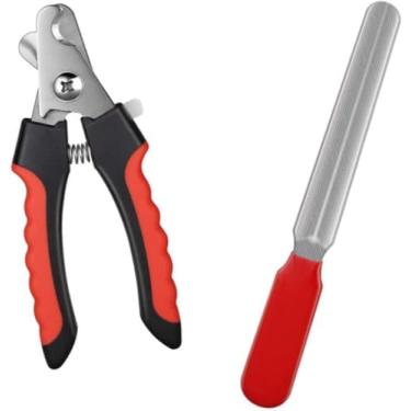 Imagem de Cortador De Unhas Pet Kit Alicate e Lixa Para Cães e Gatos (Preto e vermelho)