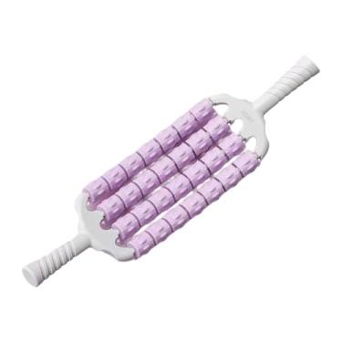 Imagem de rockible Rolo de massagem com 4 fileiras de rolos, equipamento multiuso, massageador portátil para ioga, bastão dobrável para treinamento de ioga, panturrilhas, Roxo
