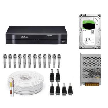 Imagem de Kit Cftv Dvr Intelbras 16ch mhdx com hd 2tb+fonte+100m de cabo e conec