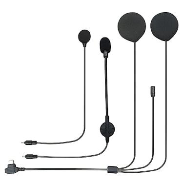 Imagem de XGP Fone de ouvido para capacete de motocicleta, alto-falantes de alta fidelidade, kit de áudio de microfone boom e botão, intercomunicação bidirecional