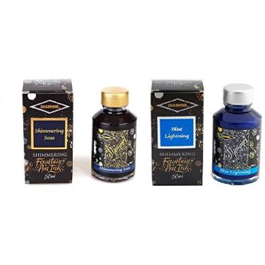 Imagem de Tinta para caneta-tinteiro Diamine 50 ml – Iluminação azul e marinho brilhante – Pacote com 2