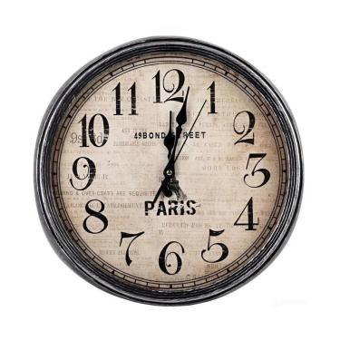 Imagem de Relógio De Parede Vintage Estilo Madeira Paris Torre Eiffel 33cm Analógico Para Escritório, Sala E Cozinha