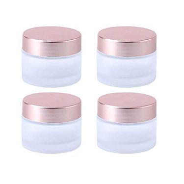 Imagem de 4 Pack Frosted Glass Jar Cosmetic Cream Jar Bottle Makeup Sample Container Empty Travel Pot Jar For Lotion Lip Balms (50g/1.7oz)
