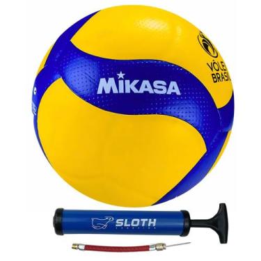Imagem de Bola de Vôlei de Quadra Mikasa V200W Oficial + Bomba de Ar, Amarelo