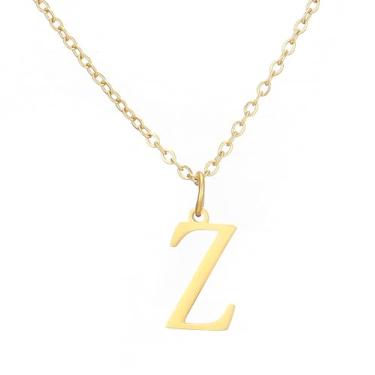 Imagem de SHE LIAN Colar com pingente personalizado com letra inicial delicada e delicada para presentes femininos, Small, Aço inoxidável, Sem Pedra Preciosa