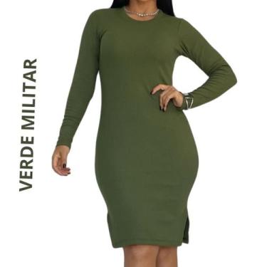 Imagem de Vestido T-shirt Feminino Canelado Manga Longa - Regata - Alça e curto 