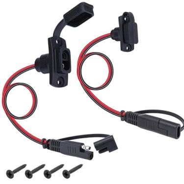 Imagem de 2 peças SAE conector rápido chicote, 1FT 12AWG SAE adaptador macho para cabo soquete fêmea, plugue de bateria à prova d'água para painel solar, gerador, carregador de bateria