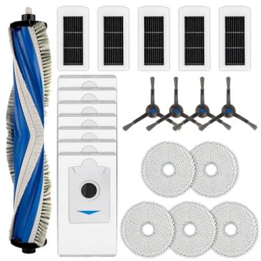 Imagem de (Pacote com 22) Peças de substituição X5 Omni compatíveis com ECOVACS DEEBOT X5 Omni/ X5 Pro Omni Robot Aspirador de pó, 1 escova de rolo, 4 escovas laterais, 7 sacos de pó, 5 filtros HEPA, 5