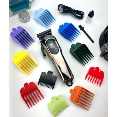 Imagem de Cortador De Cabelo Sem Fio One Profissional Inox Maquina 10 Pentes Aju