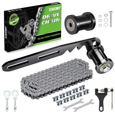 Imagem de XIKOBY Mini suporte ajustador de tensor de corrente de bicicleta e corrente 420 132 elos compatíveis com peças de minibike Coleman CT200U BT200X CT200U-EX Predator 212 196cc 6,5HP com rolo de corrente