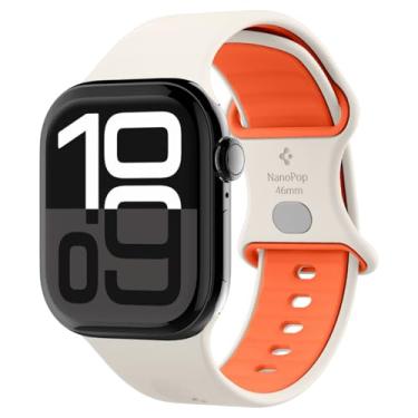 Imagem de Spigen Nano Pop Pulseira para Apple Watch Compatível com Ultra 3/2/1 49mm, Series 11/10 46mm, 9/8/7 45mm, SE3/SE2/SE/6/5/4 44mm, 3/2/1 42mm - Bege Laranja