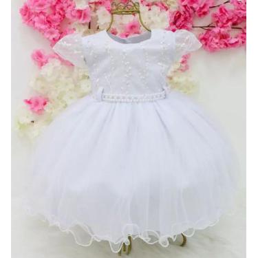 Imagem de Vestido branco festa infantil batizado princesa daminha - MENINA BONIT