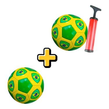 Imagem de kit 2 Bola De Futebol Campo material sintético Verde Amarela Brasil pa