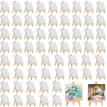 Imagem de Mini telas Mimorou, pacote de 150 com cavalete para pintura de 10x10cm