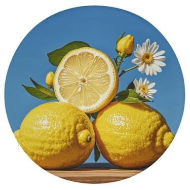 Imagem de NQHJT Almofadas de cadeira de limão e flor almofada de assento de algodão com memória r...