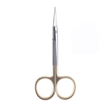 Imagem de Tesoura de manicure, tesoura de cotovelo, cortador de unhas profissional de aço inoxidável, ferramentas de manicure de salão, dourada, C