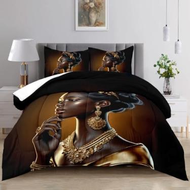 Imagem de Raphus cucullatus Conjunto de edredom feminino para meninas, paris, tamanho Queen, para meninas, negras, douradas, decoração de quarto de Paris