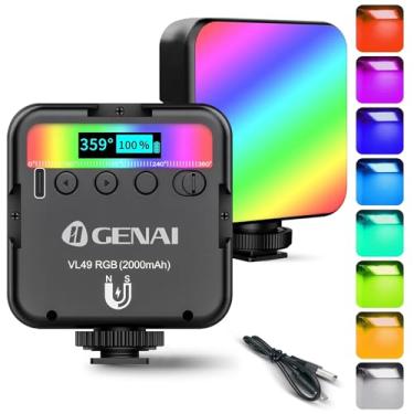 Imagem de Luz de Vídeo RGB, Luz para Gravar Video, VL49 Led Portatil Iluminação, Temperatura de Cor 2500-9000K, 2000 mAh, para Vlogging, Fotografia