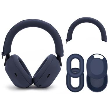 Imagem de Geekria Kits de capa de fone de ouvido de silicone compatíveis com fones de ouvido sem fio Sony WH-1000XM5, WH1000XM5, capa de proteção contra arranhões, capa de fone de ouvido, capa de faixa de