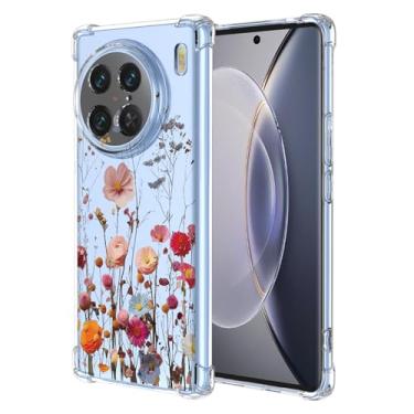 Imagem de RRXSYXL Capa para vivo X90 Pro com estampa floral transparente, capa macia à prova de choque para vivo X90 Pro, linda flor