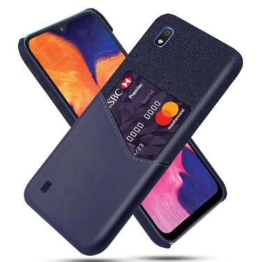 Imagem de Capa para Samsung Galaxy A10,Tela e tampa de couro PU,Anti-deslizante,Resistência à impressão digital,Caso de proteção de 360°com 1 slot de cartão atrás-Blue