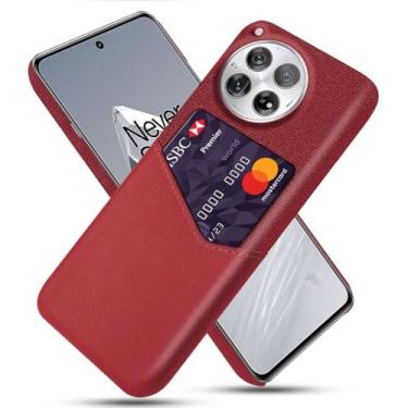 Imagem de Capa para Oneplus 12,Tela e tampa de couro PU,Antideslizante,360°cobertura completa à prova de choque com 1 slot de cartão atrás,Prevenção de queda-Red