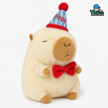 Imagem de Pelúcia Capivara de Aniversário 28cm com Chapéu e Laço - Toy King, Cre
