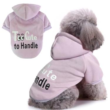 Imagem de Jecikelon Moletom com capuz para cães com estampa de inverno, roupas quentes para cães pequenos, chihuahua, roupas para filhotes de cachorro (roxo claro, grande)