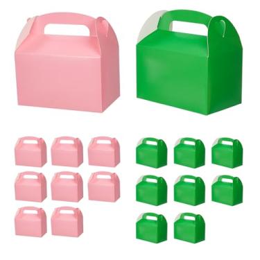 Imagem de 16 caixas de papel verdes e rosa, lembrancinhas de festa de bruxa, rosa e verde, caixa de presente para festa de aniversário, princesa, aniversário, chá de panela, festa de aniversário, 16 x 9 x 9 cm