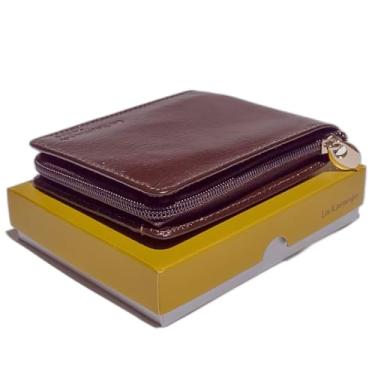 Imagem de Carteira de couro com ziper masculina porta cartão notas slim moderna moedas