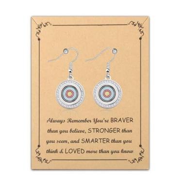 Imagem de BNQL Brincos de tiro com arco e flecha, presentes para amantes de tiro com arco e flecha, presente de caça, brincos de alvo de tiro com arco