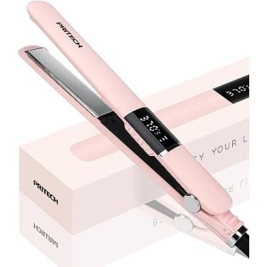 Imagem de PRITECH Alisador de cabelo plano, chapinha de titânio com temperatura ajustável (143.3 °C a 232.2 °C), placa de 2.5 cm para todos os penteados