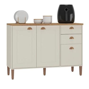 Imagem de Balcão de Cozinha Tunísia com Tampo 3 Portas e 2 Gavetas - Loja DoceLa