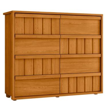 Imagem de Cômoda Grande 8 Gavetas 100% Mdf Ripada Talita Cinamomo