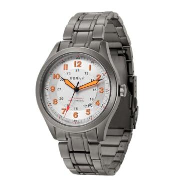 Imagem de BERNY Relógio masculino automático de titânio 10 ATM, impermeável, relógio de campo masculino, superluminoso, analógico, mecânico, militar, relógio de pulso completo de titânio AR safira cristal data