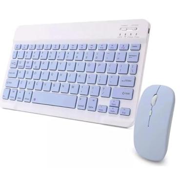 Imagem de Combo Teclado e Mouse Sem Fio Bluetooth Ultrafino – Design Portátil e Recarregável | Ideal para Home Office, Escritório e Estudo (LILÁS)