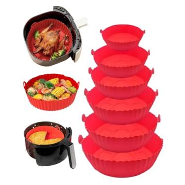 Imagem de Kit 6 Formas de Silicone para Air Fryer, Forno, Micro-ondas e Freezer – Antiaderente, Reutilizável, com Alça – Resistência de -40°C a 230°C – Livre de BPA