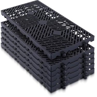 Imagem de Colingmill 6 Pçs Paletes de Plástico 60 cm x 30 cm x 3 cm Leve À Prova D'Água Palete de Piso Grade Respirável Almofada de Armazenamento para Garagens, Cozinha, Porão, Sótão