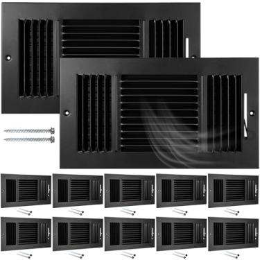 Imagem de Wesiti 12 peças de tampas de ventilação 30,5 x 15,2 cm HVAC parede lateral registro de teto 3 vias para registro de parede ajustador manual de aço sólido para casa, banheiro, vaso sanitário